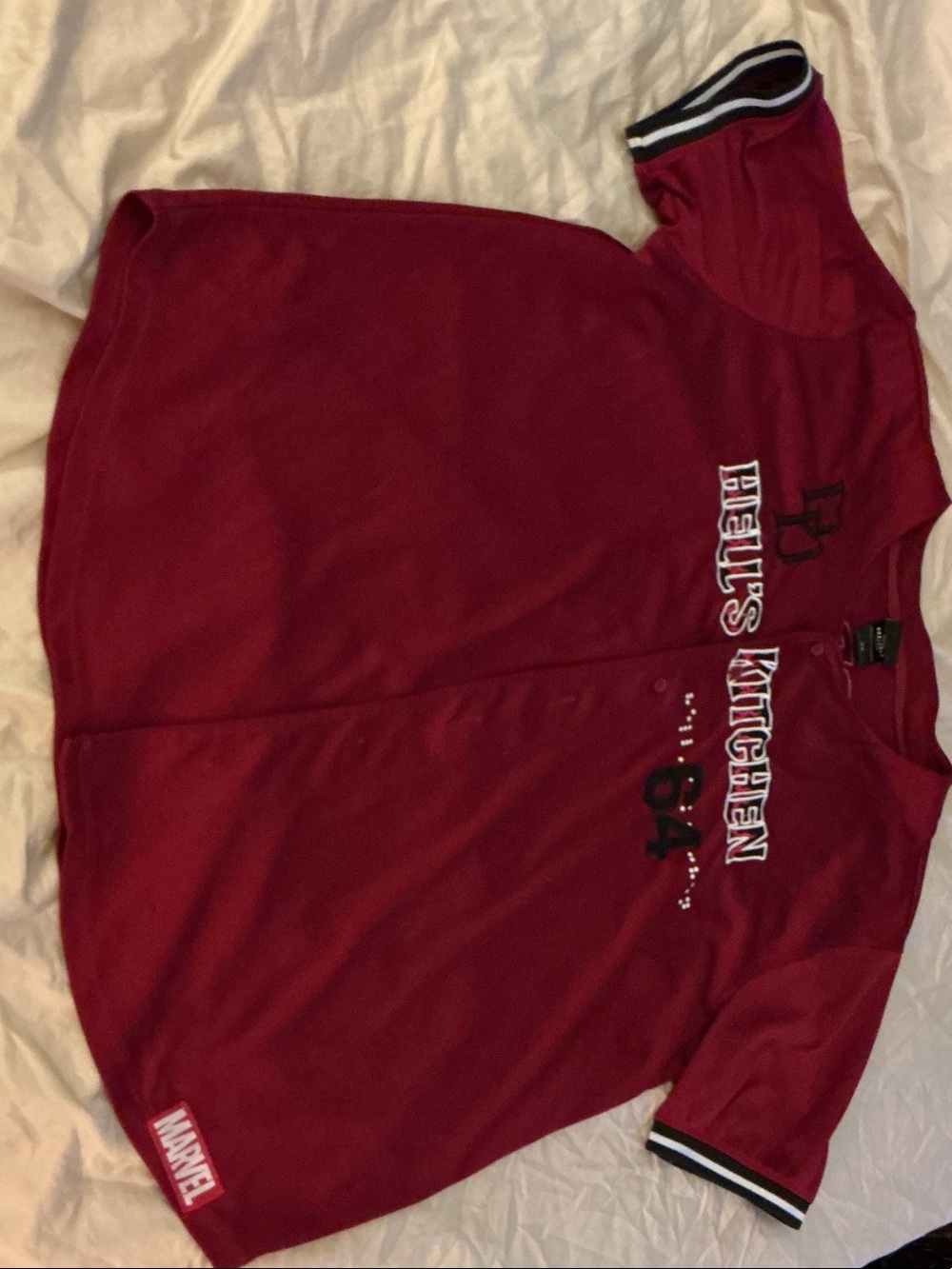 Marvel box lunch Maroon 'Hell's Kitchen' Baseball Jersey
